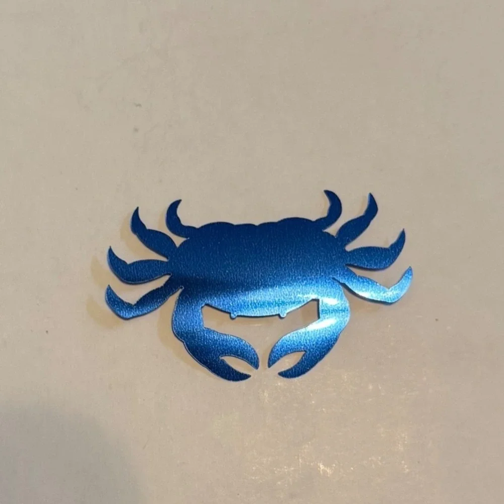 Handmade Crab Confetti Unisex OS Blue Excellent Metallic Holographic Nautical